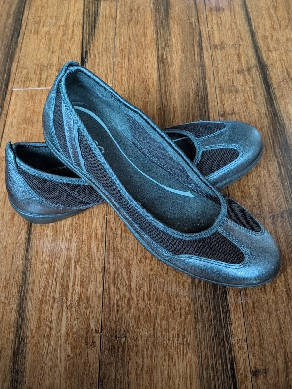 ECCO Bluma Metallic Leather & Mesh Sporty Ballet Flats